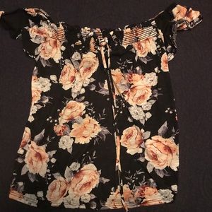 Cute floral off the shoulder top